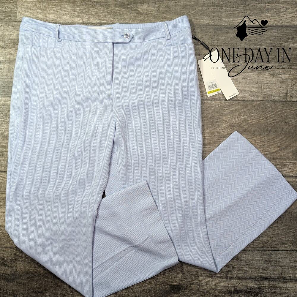 Calvin Klein Petite Modern Fit Herringbone Tapered Dress Pants Blue NWT Size 14P